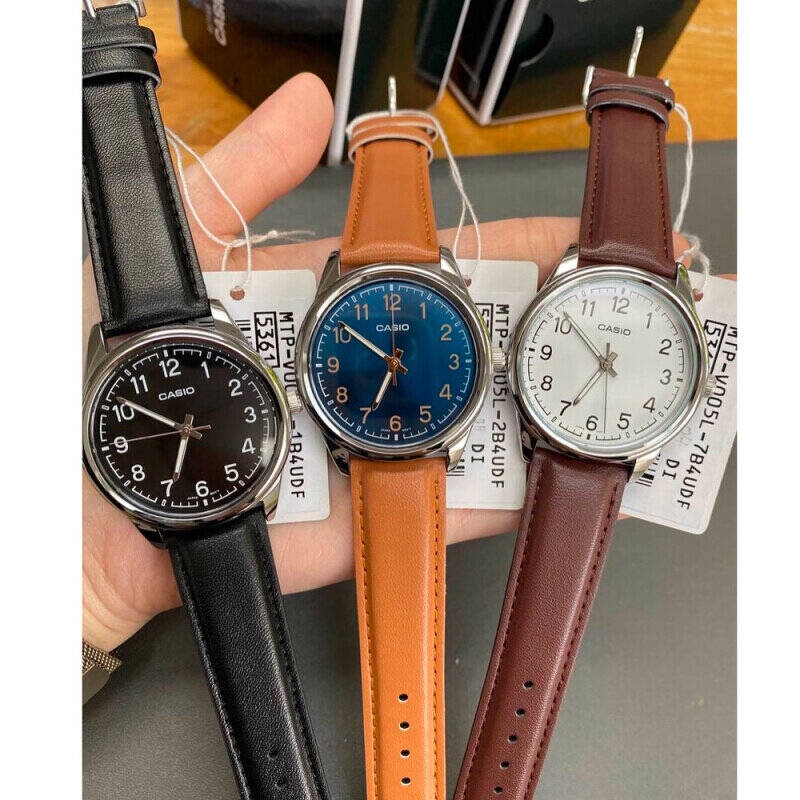 Casio Original MTP-V005L Series (Luxurious And Glamorous) Jam Tangan Pria  - Silver - Kulit
