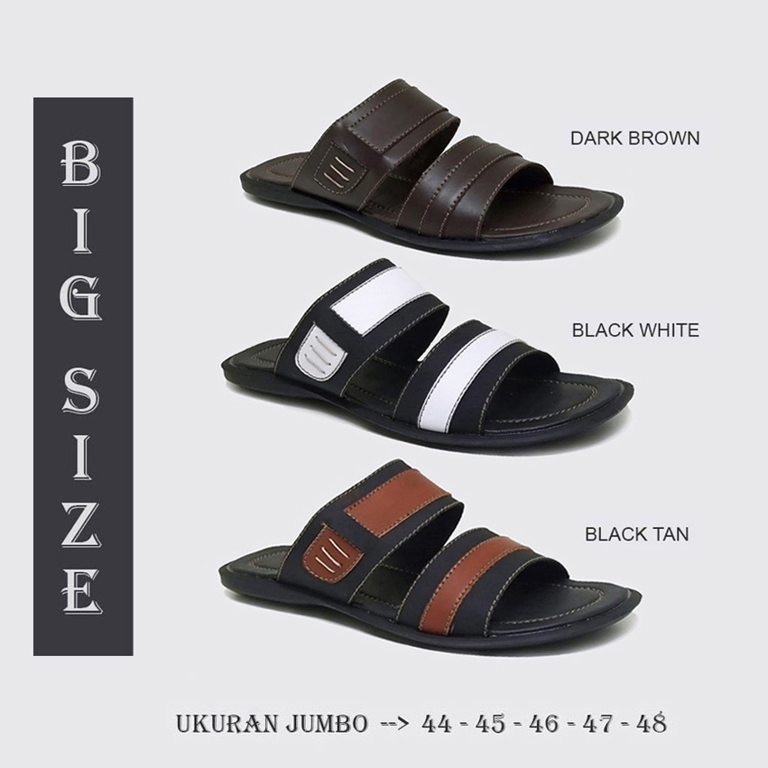 KOLEKSI SANDAL KULIT UKURAN JUMBO | Sandal Selop Pria Big Size Teplek Flat Original