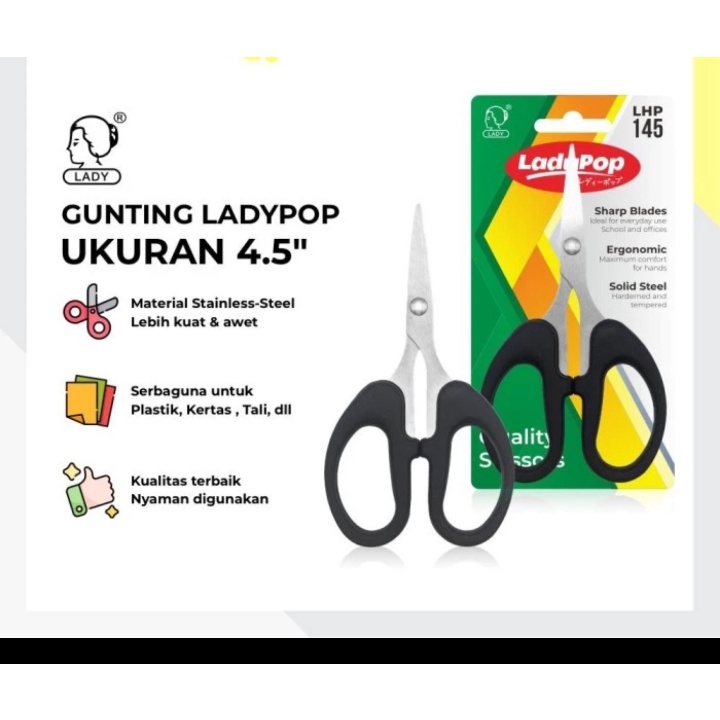 

Barangunik2021 -Gunting Kertas Lady pop 4.5 inch Kecil Sekolah Kantor Stainless Steel