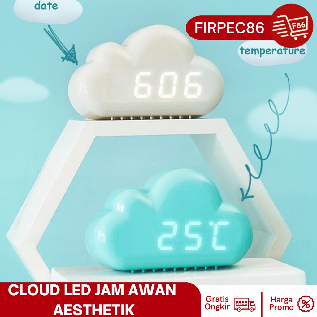 Jam Meja Digital / Jam Weker Pintar / Digital Smart Alarm Clock Awan Cloud Viral