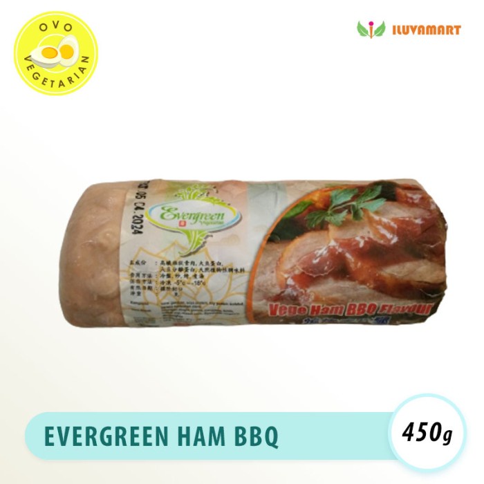 

Evergreen Ham Merah Bbq Vegetarian 450 Gr / Huo Tui Daging Asap