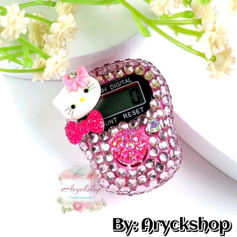 Tasbih Digital PINK HELLO KITTY Swarovski Tasbeh alat dzikir cincin alat hitung