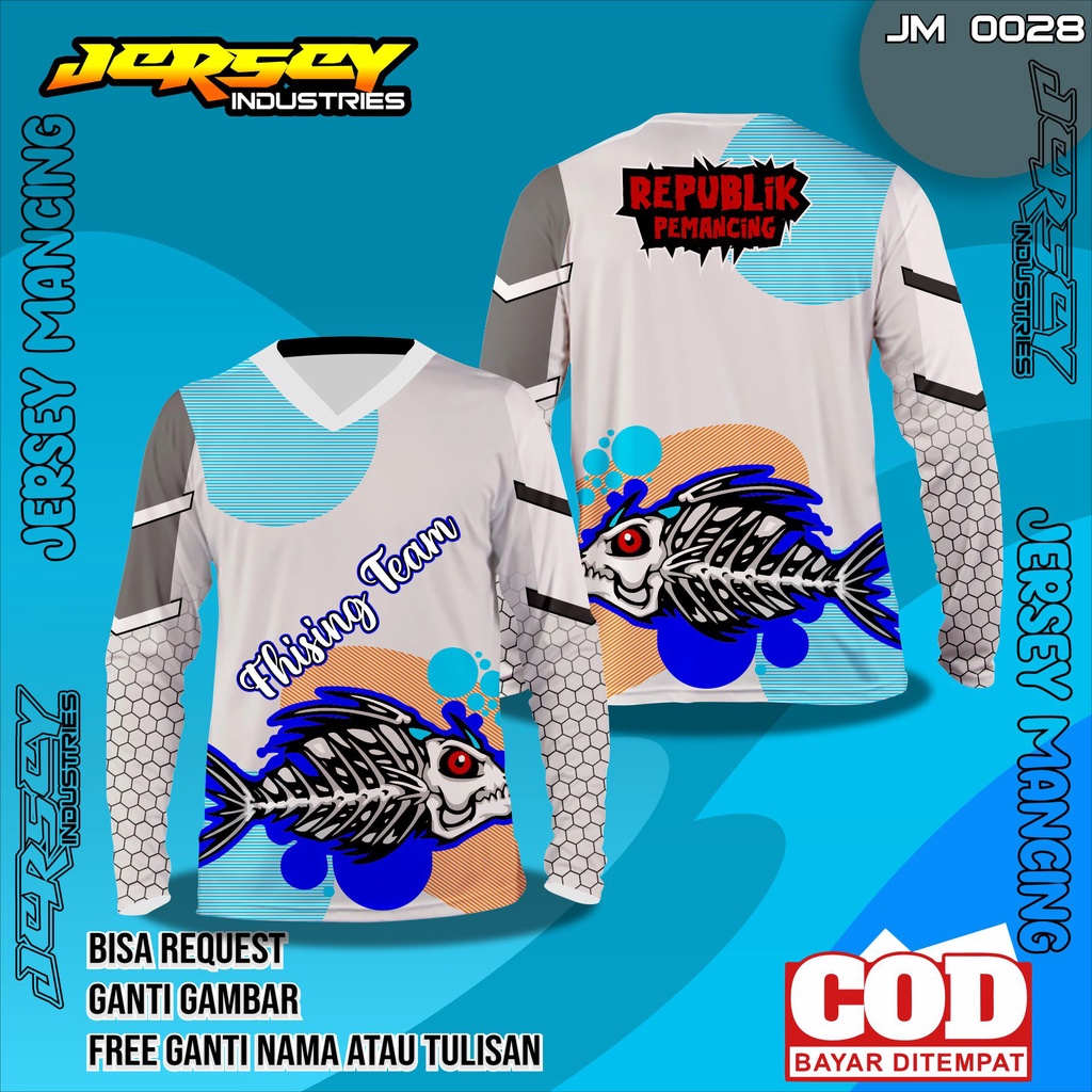 Jersey Fishing Full Printing, Baju Jersey Team Mancing - Custom Desain, COD Seluruh Indonesia