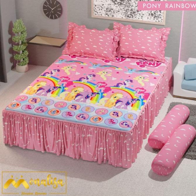 MURAH Sprei Rumbai MONALISA 160 180 Queen King Motif Kuda PONY RAINBOW