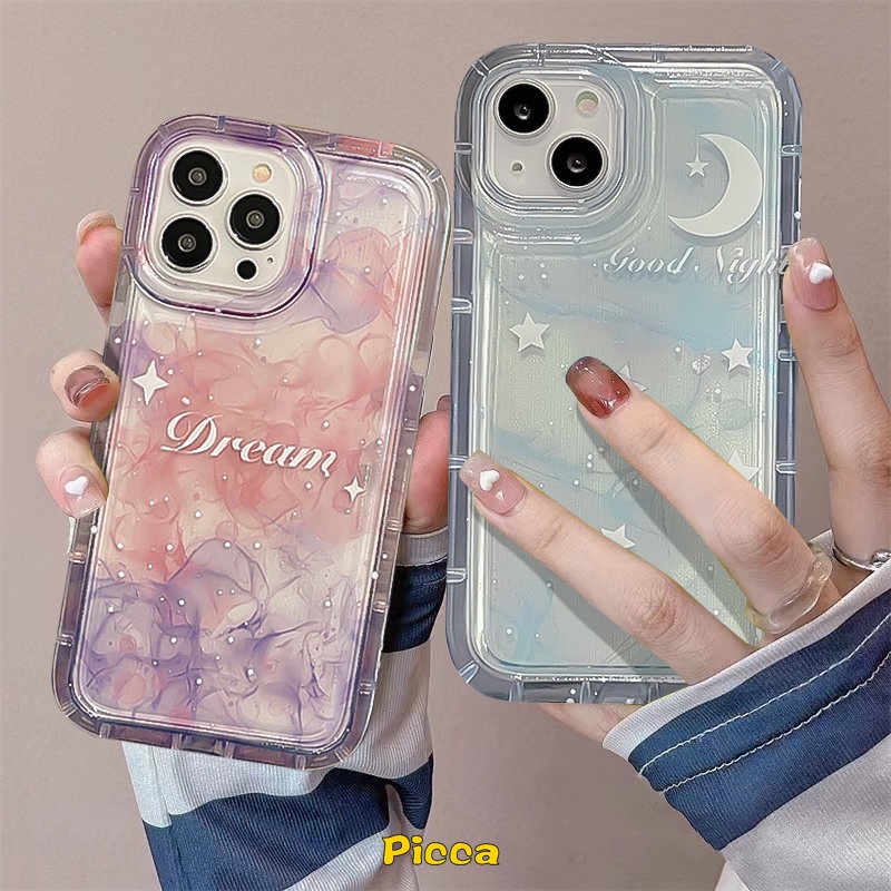 Fantasi Langit Berbintang Gradasi Stars Moon Couple Case Realme C12 C33 C21Y C35 C15 C25 C25Y C25s C11 2020 Realme 5 5i 5s 6i C11 2021 C20 C20A C3 Bening Lembut TPU Airbag Shockproof Case