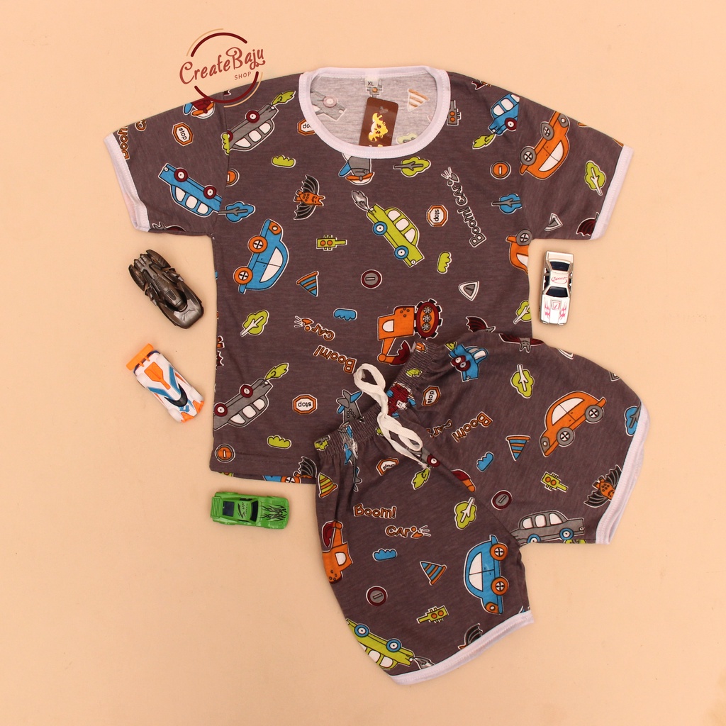 PROMO 7.7 SETELAN ANAK MOTIF CARS SETELAN ANAK POLOS UNISEX LENGAN PENDEK