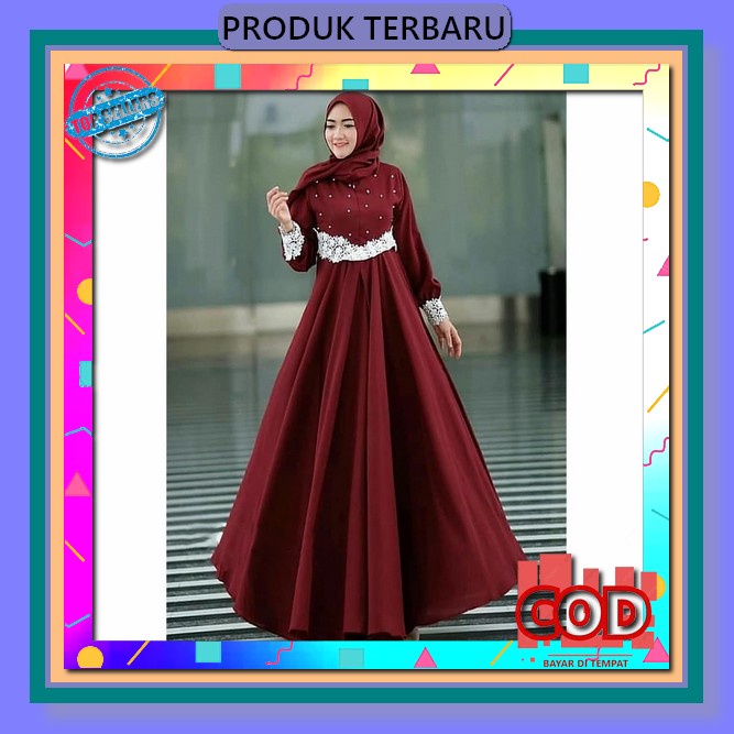Gamis Burkat Pesta / Dress Burkat Carolina By Syafeera / Original Cod Kekinian Model Korean Terbaru 