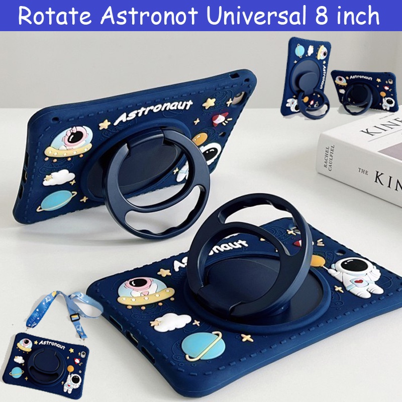 Olike Edu Tab Edutab E1 8 Inch Cover Kids Anak Softcase Rotate Astronot Casing Tali