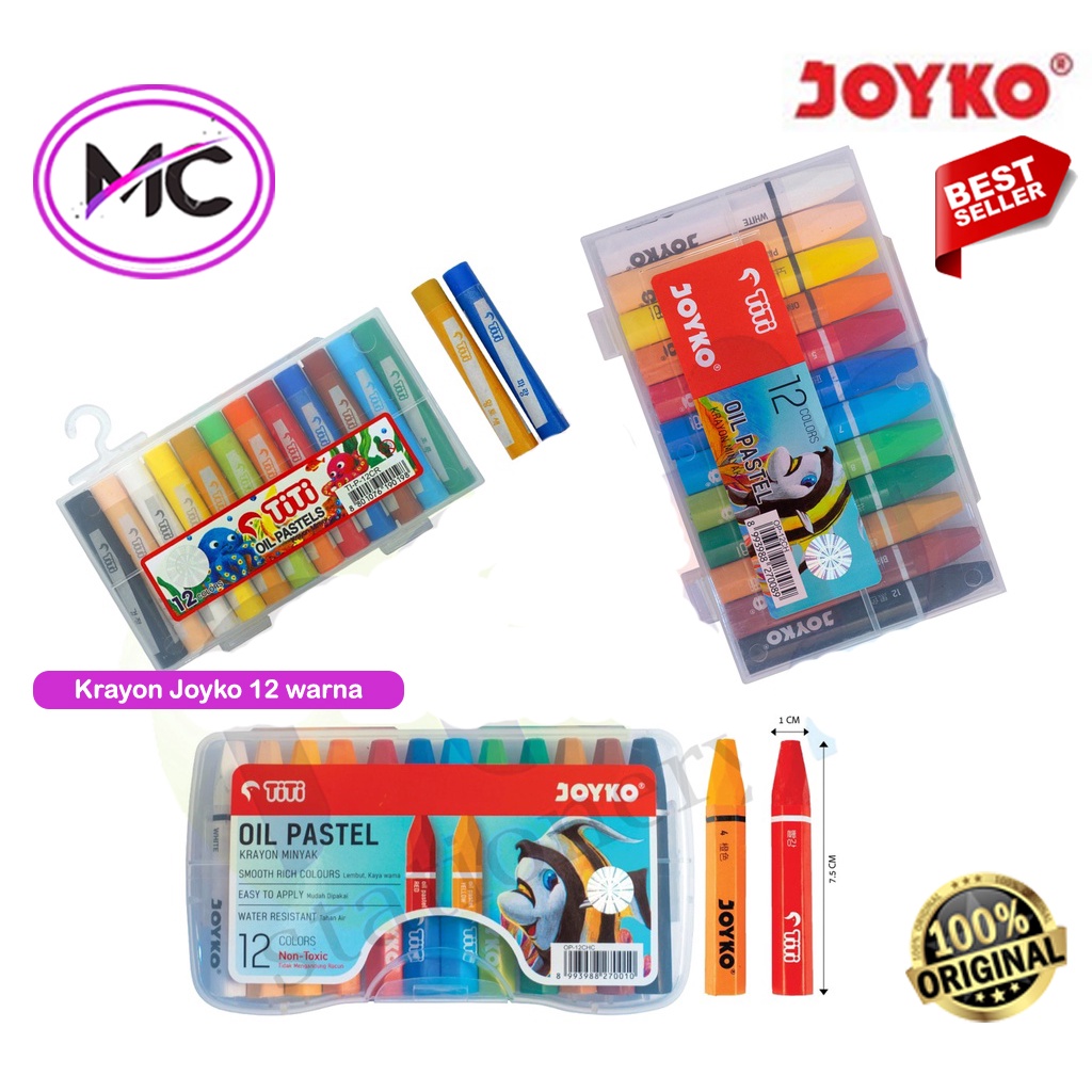 Krayon Anti Air Joyko Crayon Oil Pastel Set Art Pewarna Minyak Perwana Buku Gambar