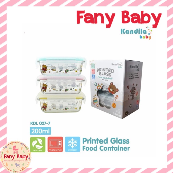 KANDILA Baby  PRINTED GLASS FOOD CONTAINER 200ML / KDL 027-7