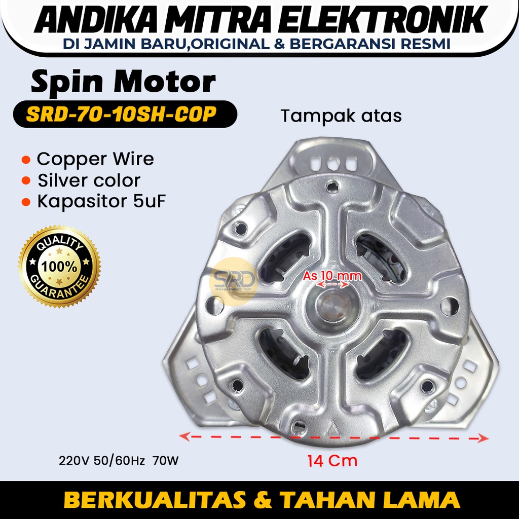 (B) Dinamo Spin Tembaga Mesin Cuci SRD 70 - 10SH - COP As 10 mm Semua Merek