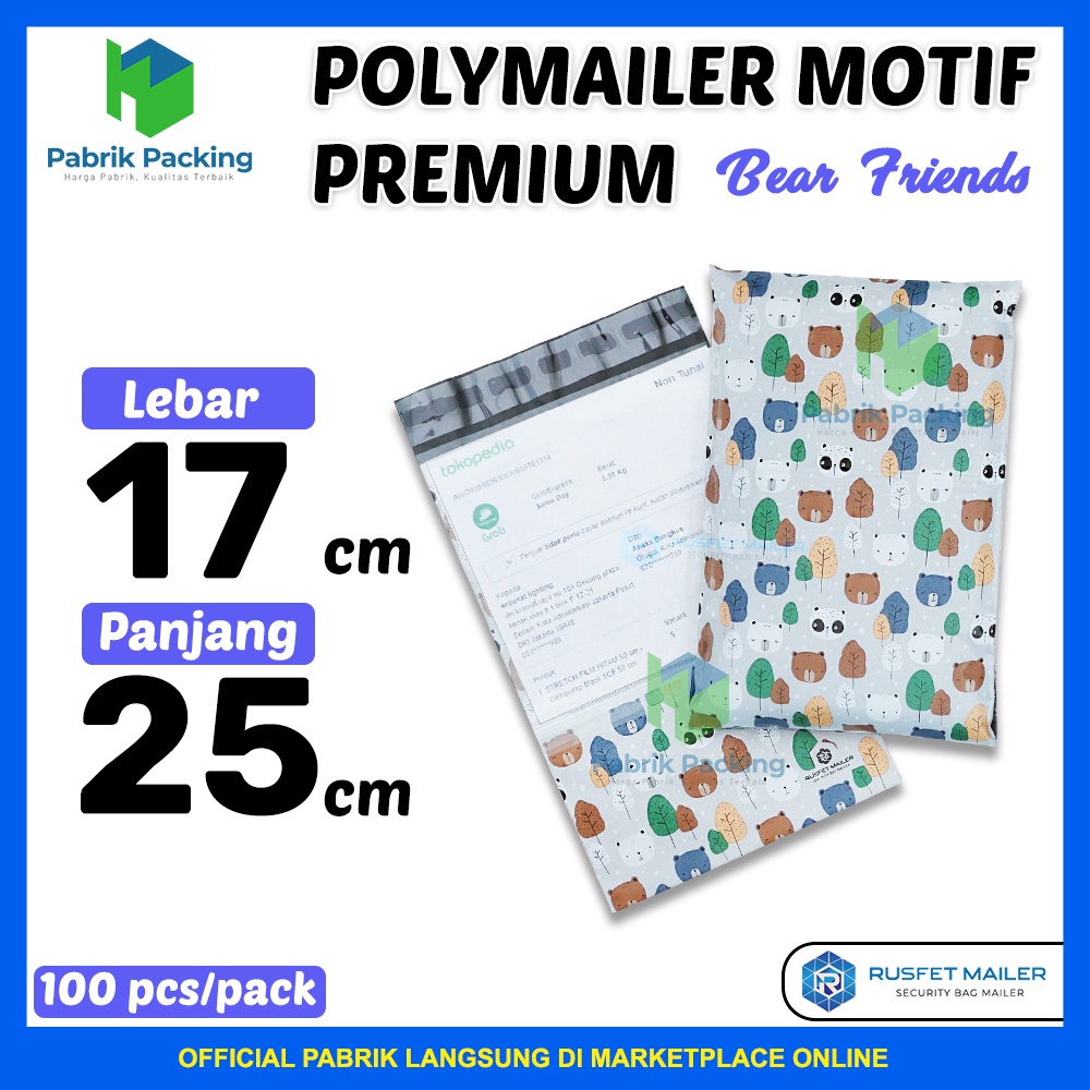 

Polymailer Amplop Rusfet Bear Family 17x25 / Per Pack Murah