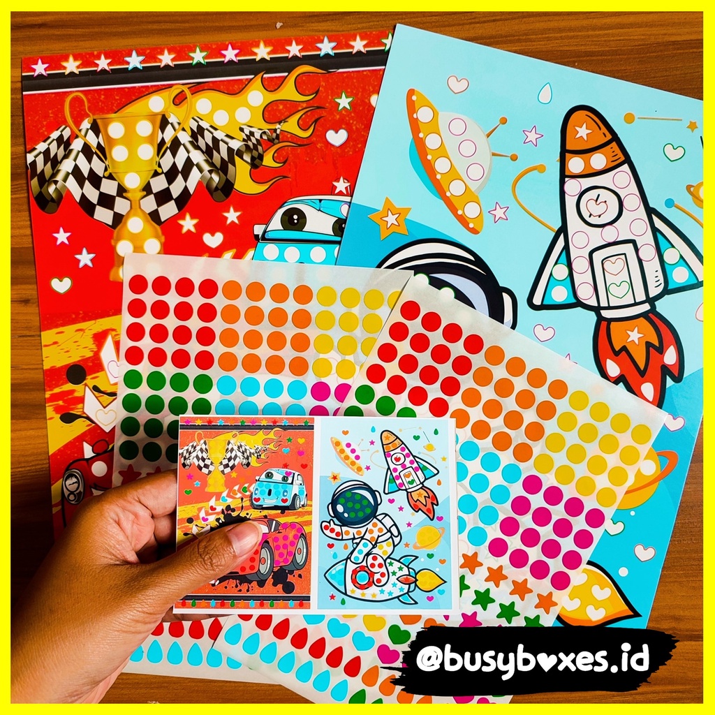 [busyboxes.id] Mainan Edukasi anak 3 tahun aktivitas menempel sticker rainbow seri mobil balap