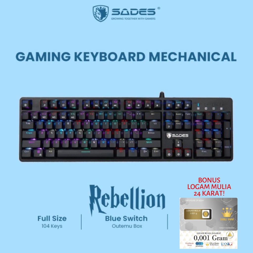 Gaming Sades Keyboard Gaming Mechanical Rebellion / Outemu Removable Switch