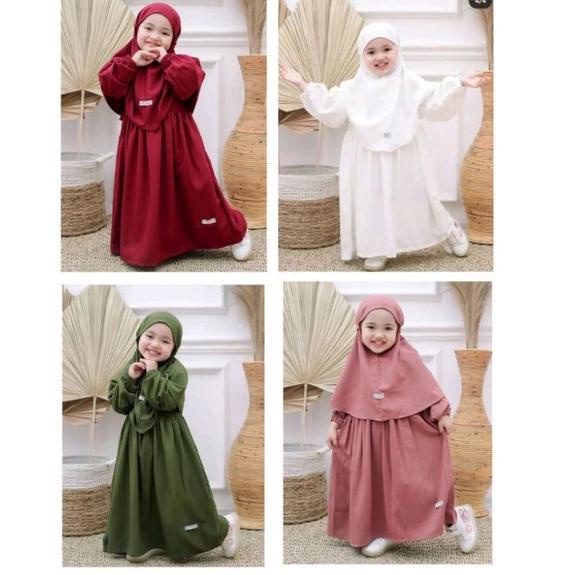 SPECIAL PRICE BEST SELLER SET GAMIS ANAK NAIRA SET JILBAB SERIES BASIC POLOS USIA 1-10 TAHUN FREE JI