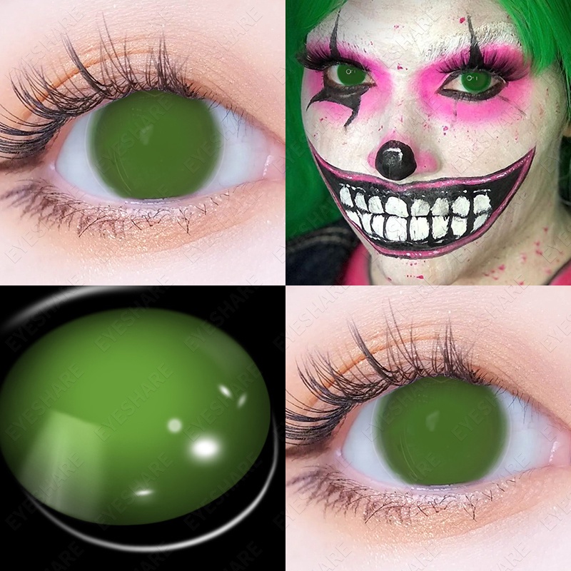 （COD）1Pasang Red Eye Suasana Horor Cosplay Lensa Kontak Warna Diameter 14.5MM Halloween Softlens Semua Hitam / Semua Putih / Semua Hijau Softlens 2022 Karakter New Mata softlens Seni Gotik