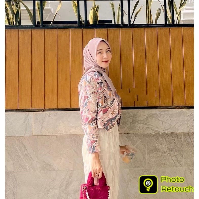 BEFAST - ZFS OOTD BLAZER CINDY / MARBLE PINK CUTE BLAZER / Fashion Wanita Modis / Pakaian Casual Wanita Trendy / Blazer Crop Motit Marble / Outfit Wanita Hangout / Blazer Crop Model Terbaru