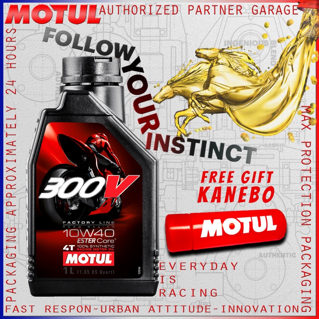 MOTUL 300V FACTORY LINE ROAD RACING 1L 10W40 OLI MOTOR IMPORT ORIGINAL MADE IN FRANCE