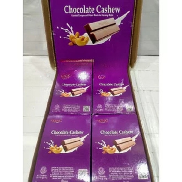 

Cokelat Compound Hitam Manis Isi Kacang Mede Chocolate Cashew Dus