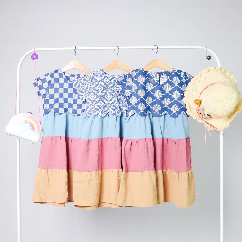 MashaJena Batik Anak | Dress Anak Perempuan | Geya Dress 3 - 4 Tahun