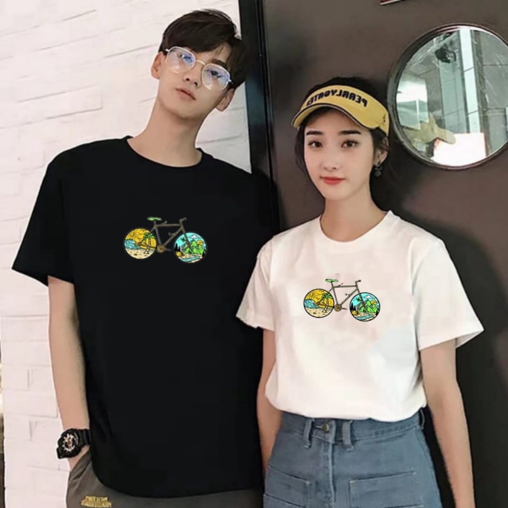 COZY - KAOS COUPLE KAOS PASANGAN GAMBAR SEPEDA PRIA WANITA LENGAN PENDEK / BAJU KAOS DISTRO PASANGAN