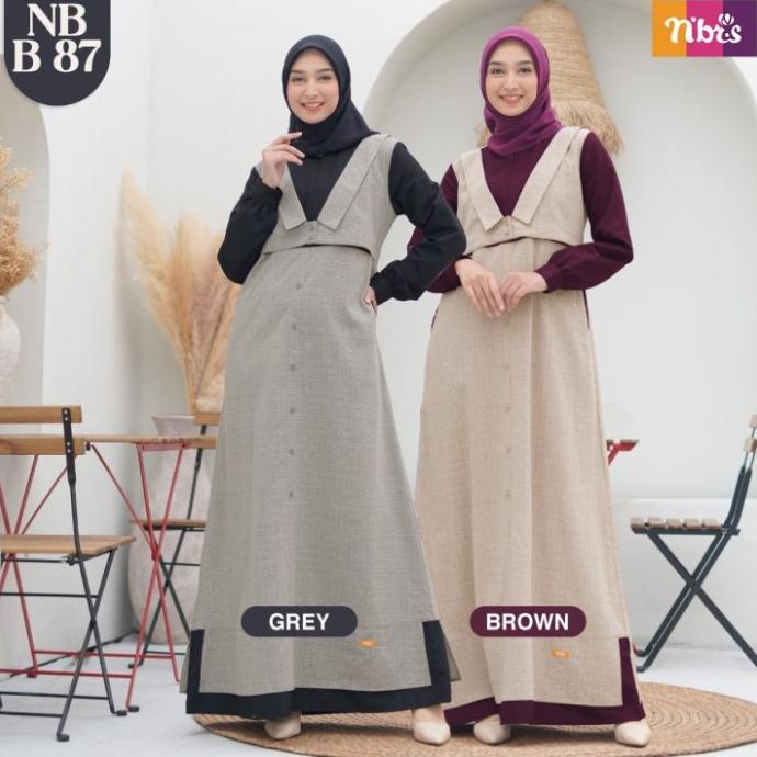 TERBARU NIBRAS NBRS GAMIS NB B87 GAMIS DEWASA PREMIUM BROWN GREY