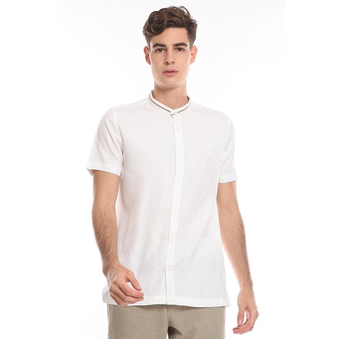 Discount Manzone Kemeja Koko Lengan Pendek ESHAN-WHITE /BAJU KOKO PRIA/BAJU KOKO DEWASA/BAJU KOKO AN