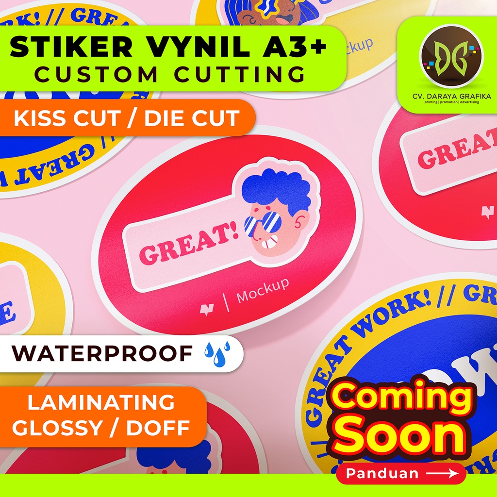 

Cetak Stiker Label Vynil A3+ CUT / Cetak Label Kemasan Makanan UMKM
