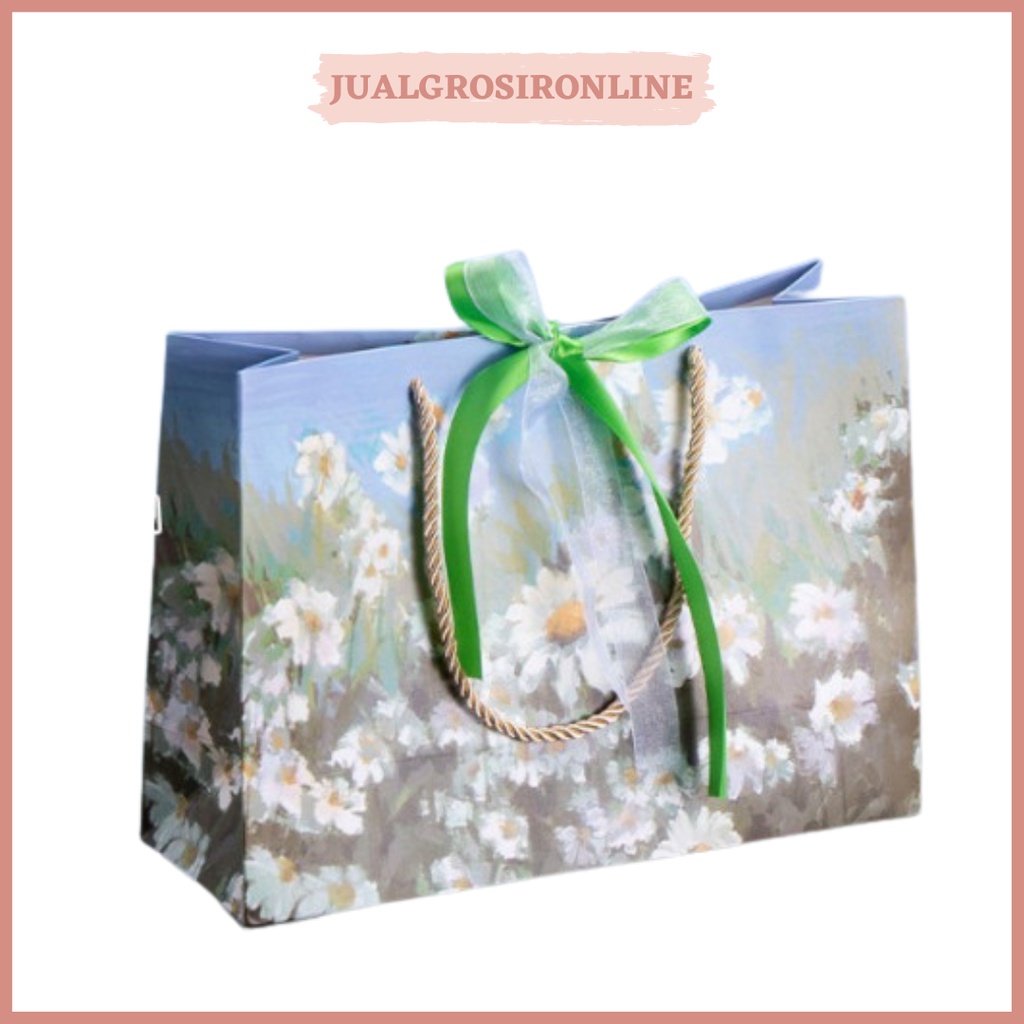 

Paper Bag Premium Bunga Biru / Goodie Bag Mewah Kantong Kado Tebal