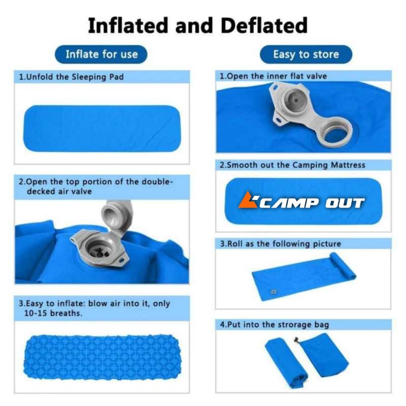 Matras Angin Camping - Sleeping Pad Hiking - Kasur Angin Bantal -  Inflatble Bed For Sleeping