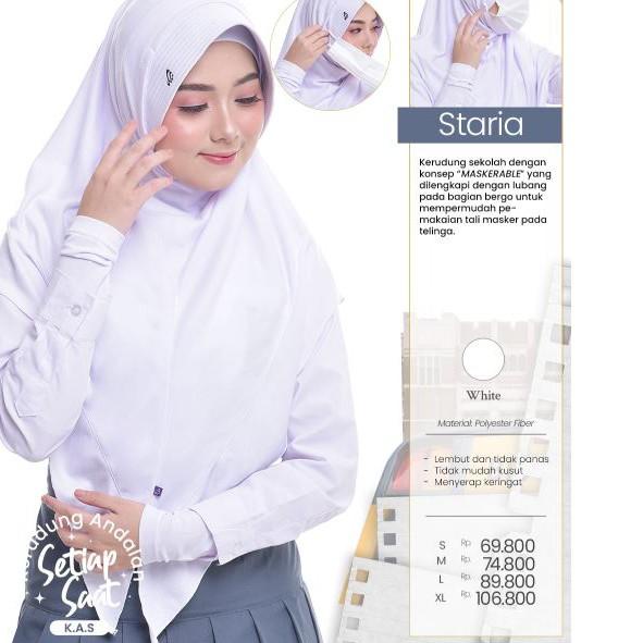 ☜ Kerudung Staria | Jilbab Sekolah | Kerudung Anak Instan | Kerudung Putih ORI Rabbani ✭