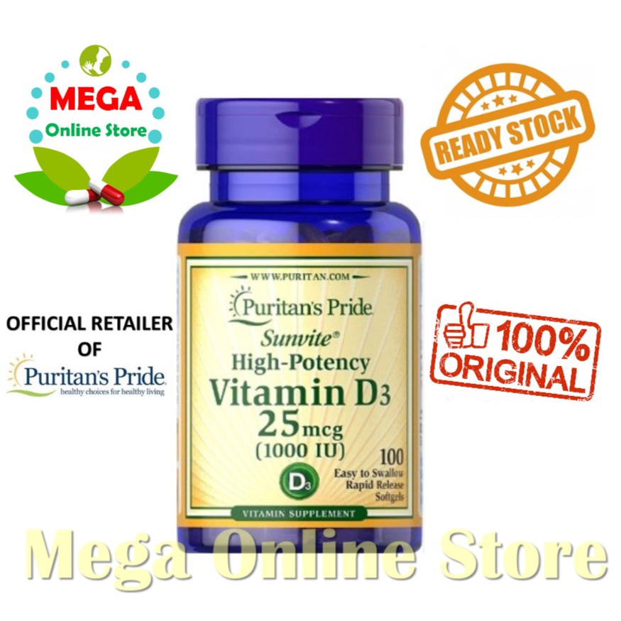 Puritan's Pride Sunvite Vitamin D3 1000 IU - 100 Softgels