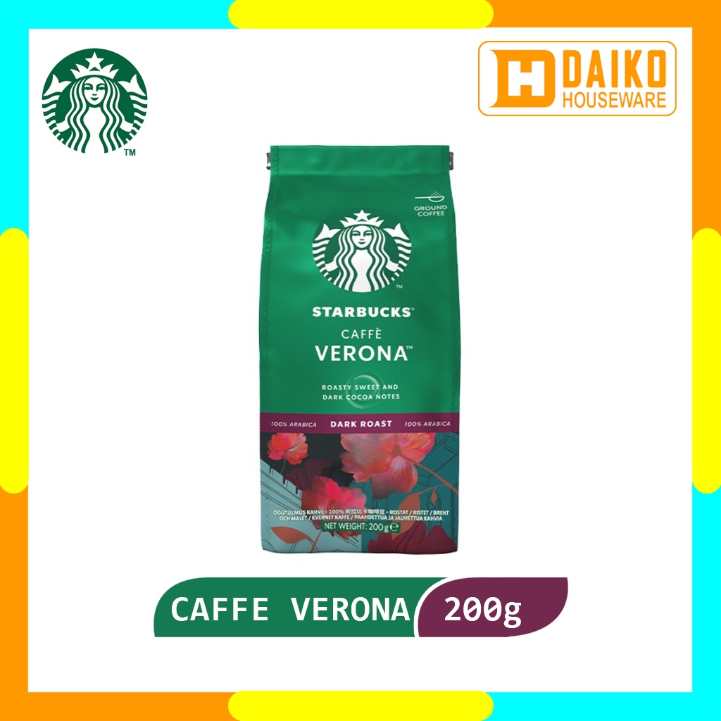 Kopi Bubuk Starbucks Caffe Verona Dark Roast Coffee Sachet Bag 200 gr