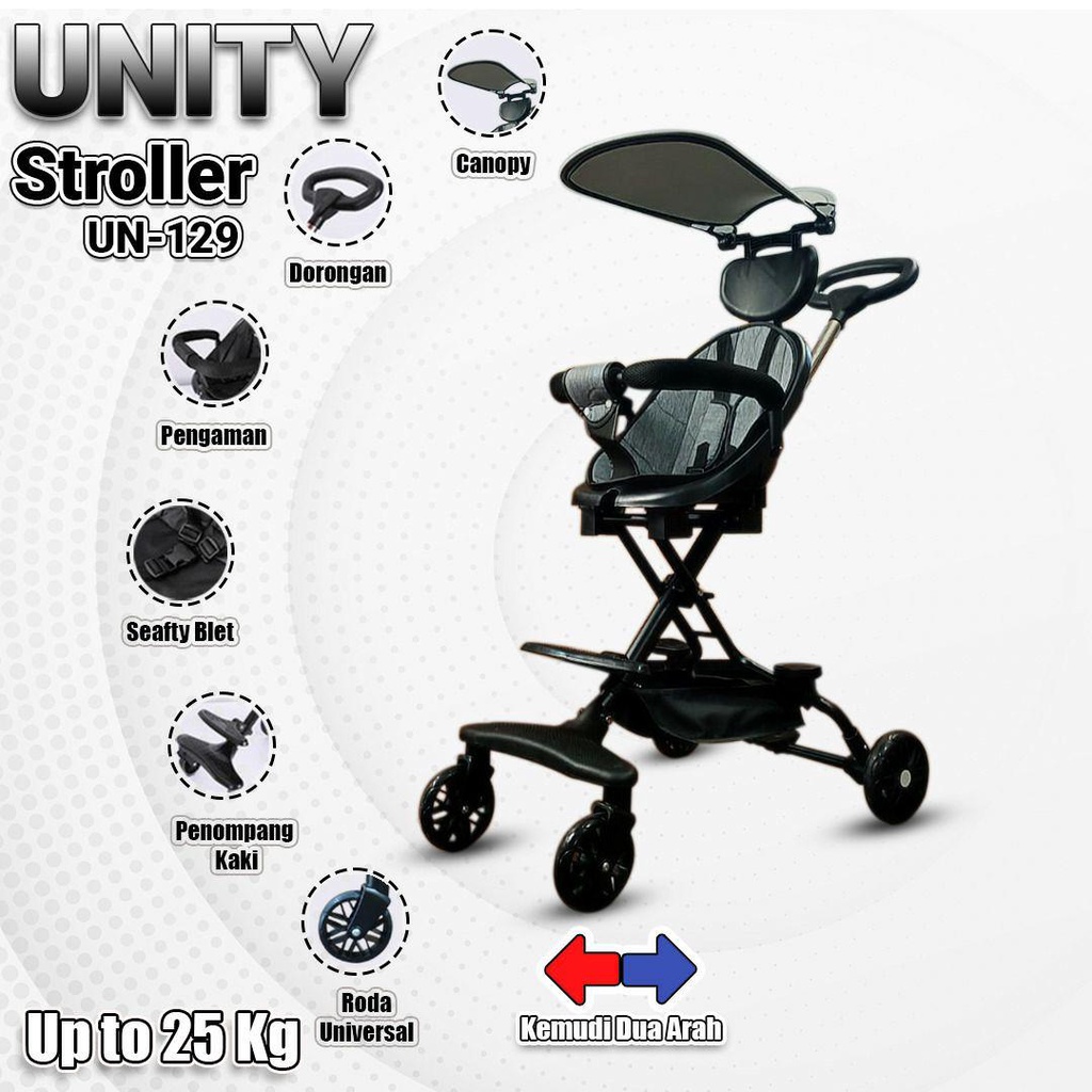 Baby Stroller UNITY UN 129 Kanopi Lepas Pasang bisa 2 arah