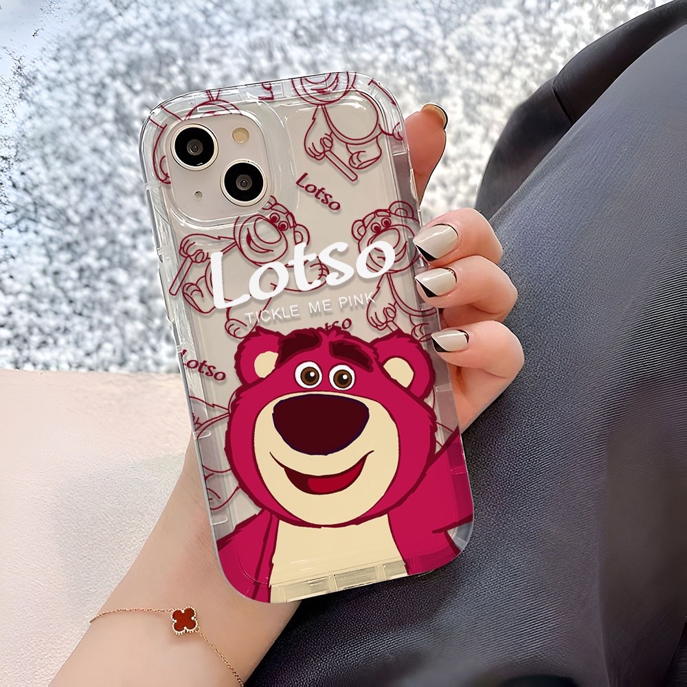 Case Strawberry Bear Manyo Realme C55 C30 7i C17 C30S C25 C15 C11 2020 C20 C35 C25Y C12 C25s C33 C21Y C20A C11 2021 Realme 5i 6i C3 5s 5 Narzo 20 30A Airbag Kartun Lucu Soft Cover