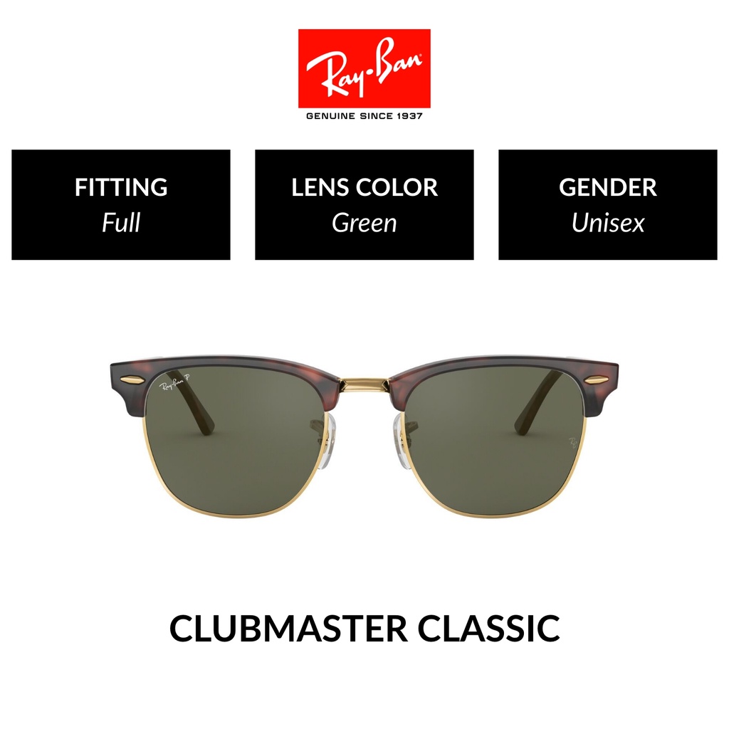 RAY-BAN Clubmaster Polarized | RB3016F 990/58 | Full Fitting | Sunglasses | 55mm