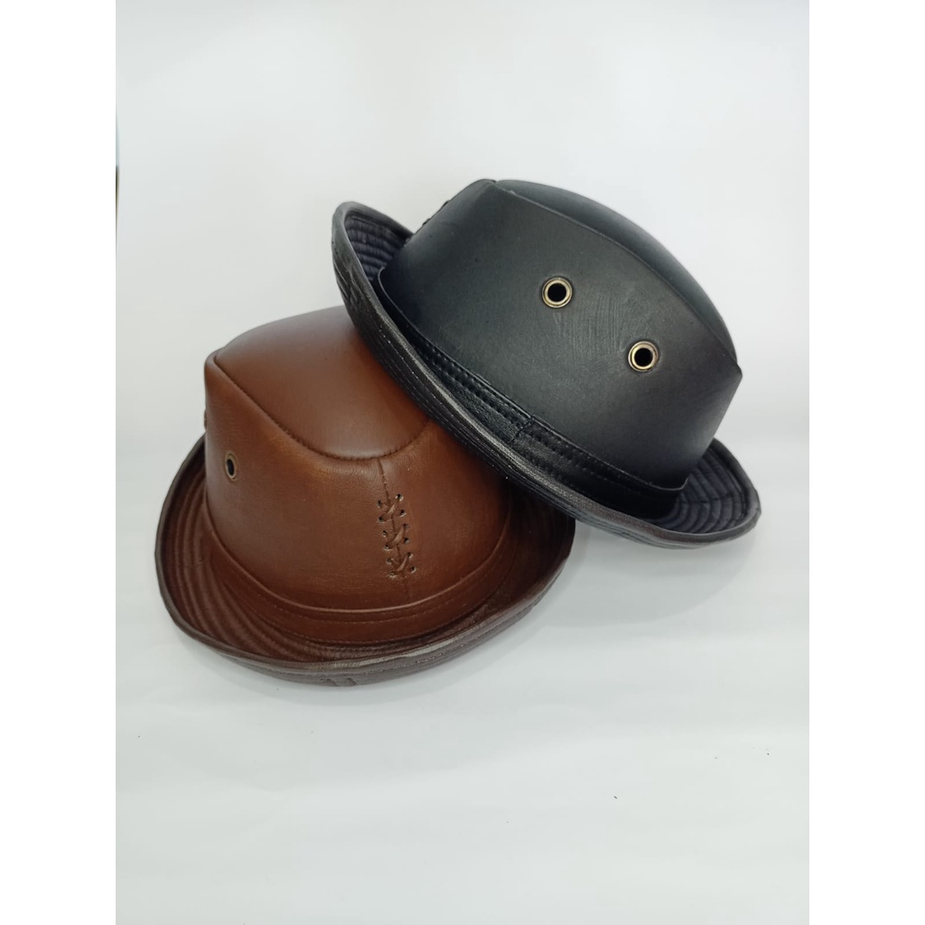 Topi koboy koboi laken Fedora kulit suede topi pria original ready ukuran kepala dewasa ONESIZE