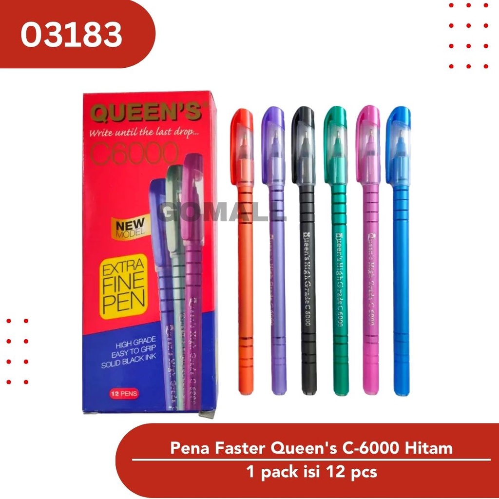 

Pulpen/ Bolpoint / Pena Faster Queens C-6000 Hitam