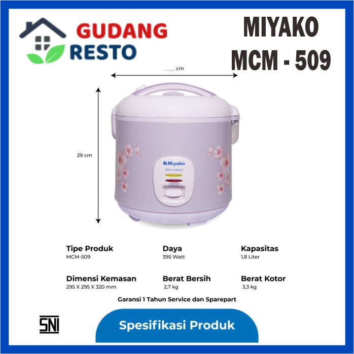 Rice Cooker 3 in 1 Miyako MCM 509 / Magic com / Penanak nasi MCM-509