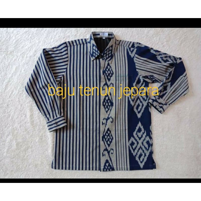 kemeja tenun jepara kemeja pria fashion baju tenun jepara ethnic kemeja kantor kemeja kerja KTb18