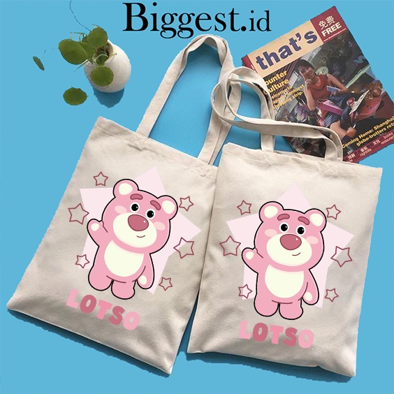 TOTE BAG KANVAS MURAH / TOTE BAG WANITA / TOTE BAG MOTIF LOTSO TOY STORY