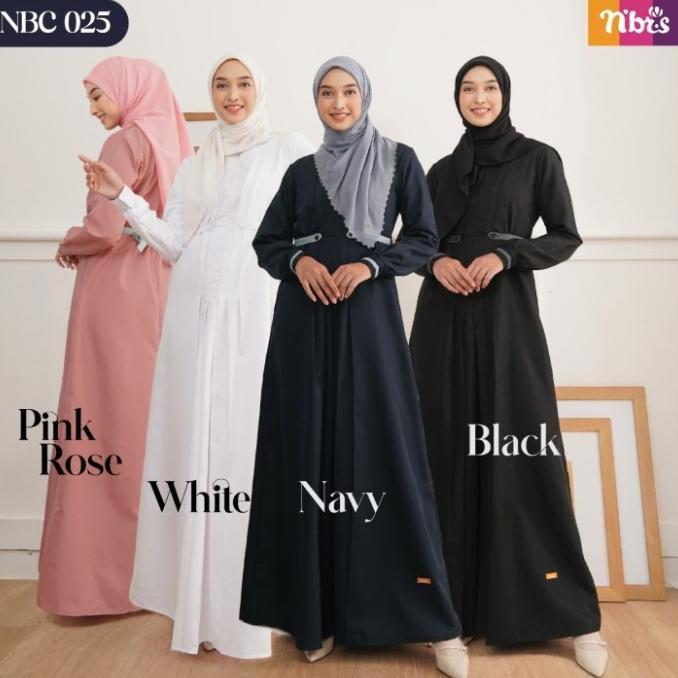 Original Nibras NBC 25 025 Gamis Terbaru 2023 Katun toyobo Putih Hitam