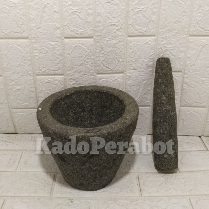 Terlaris Lumpang Batu 20Cm - Lumpang Alu Batu Bubut Asli - Alu Tumbukan Batu