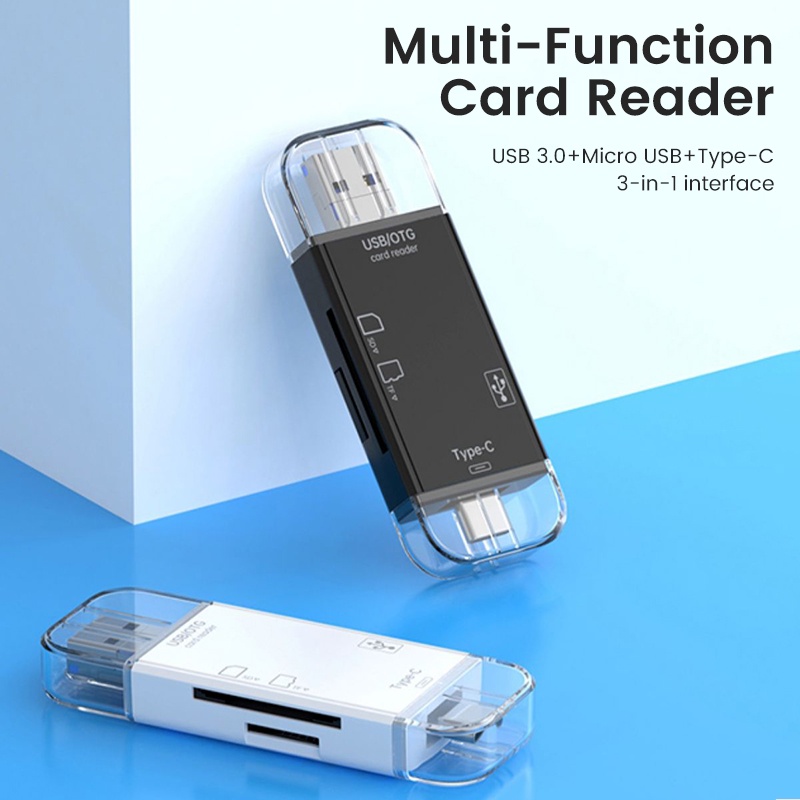 Actual【COD】Card Reader OTG 6 IN 1 USB 3.0 / USB 2.0 / Type C / Micro USB / SD Card / TF Memory Card Reader OTG Adapter