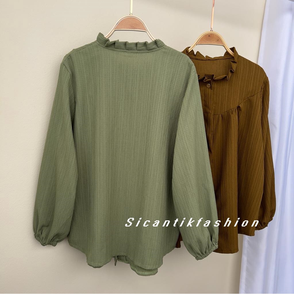 kemeja Korea Wanita / Blouse Wanita Lengan panjang Bahan Lady Crush