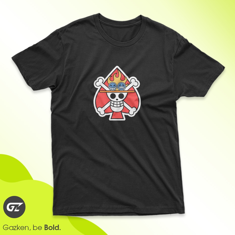 Gazken Kaos One Piece Ace Pirate Flag Logo Baju Anime