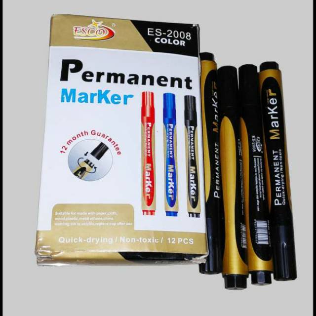 SPIDOL PERMANENT/PERMANENT MARKER ESCO-2008 TINTA HITAM MURAH