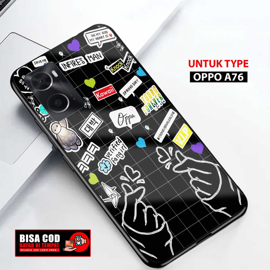 Case Oppo A76 Terbaru { STKRCK ] 2D Softcase Glass Kaca Oppo A76 (Case Hp) Oppo A76 (CASING HP) Oppo