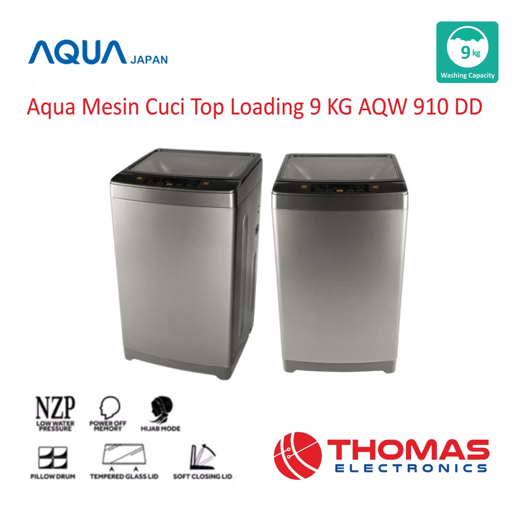 Aqua Mesin Cuci Top Loading 9 KG AQW910DD Hijab Mode AQW 910 DD