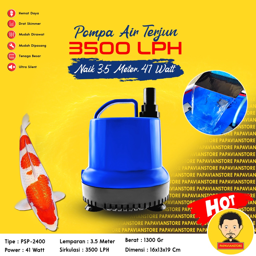 Power Head Pompa Celup Aquarium Hidroponik Low Watt  - Mesin Air Terjun Kolam Ikan Koi Arwana 4000L/H